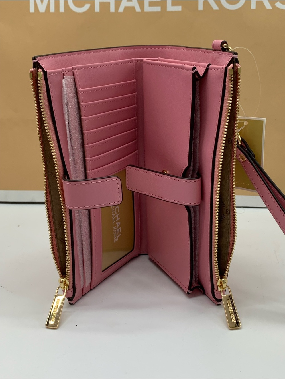 Michael Kors Cornation Ombré MK Logo Wristlet/ wallet with Gold Hardware - Picture 12 of 13